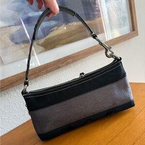 Coach Signature Stripe Mini Demi Hobo Shoulder Bag